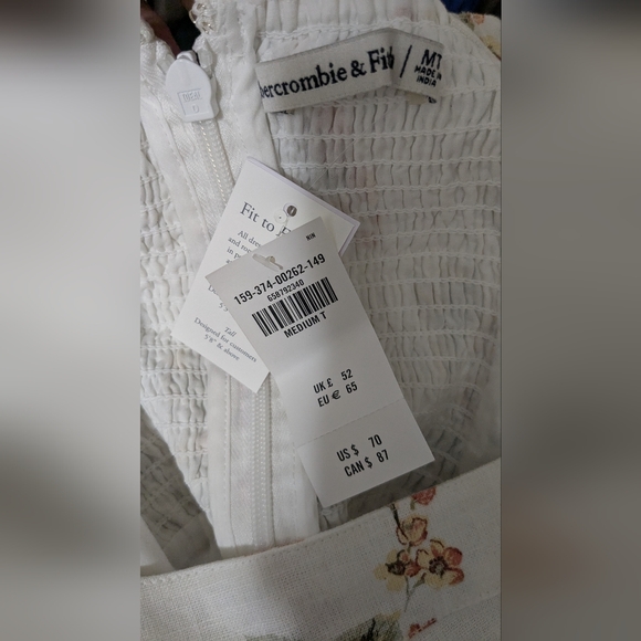 Abercrombie & fitch linen-blend wide strap mini dress Strawberry medium tall NWT - Picture 4 of 4